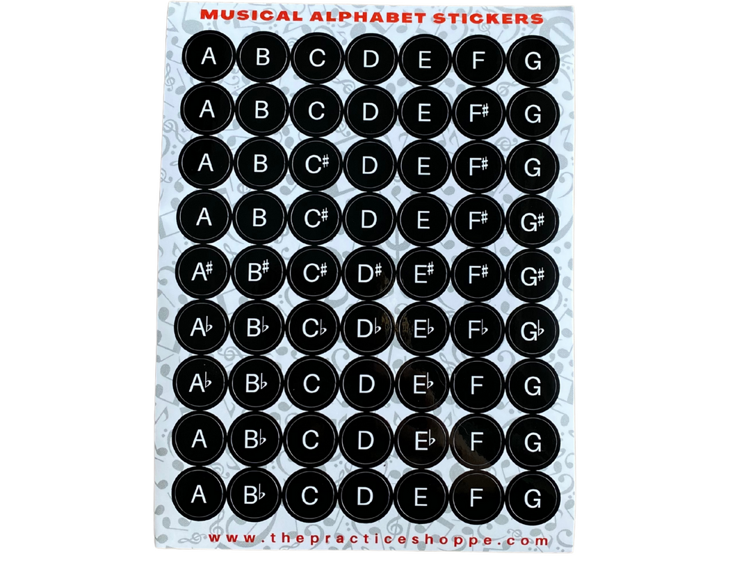 PS Sheet Musical Alphabet Stickers Black with Accidentals