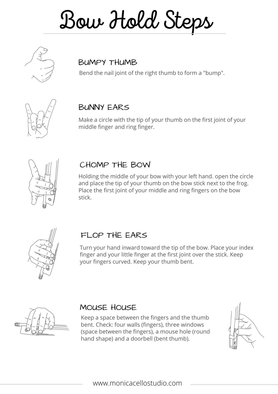 Cello Bow Hold Steps