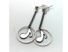 Load image into Gallery viewer, Large Drop Eighth Note Circle Earrings
