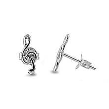 Load image into Gallery viewer, 925 Sterling Silver Medium Treble Clef Stud Earrings
