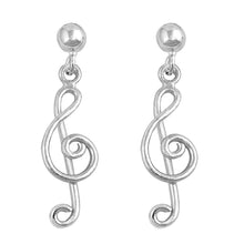 Load image into Gallery viewer, 925 Sterling Silver Treble Clef Dangle Stud Earrings
