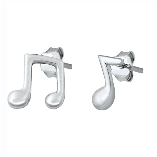 925 Sterling Silver Eighth Note Asymmetrical Stud Earrings