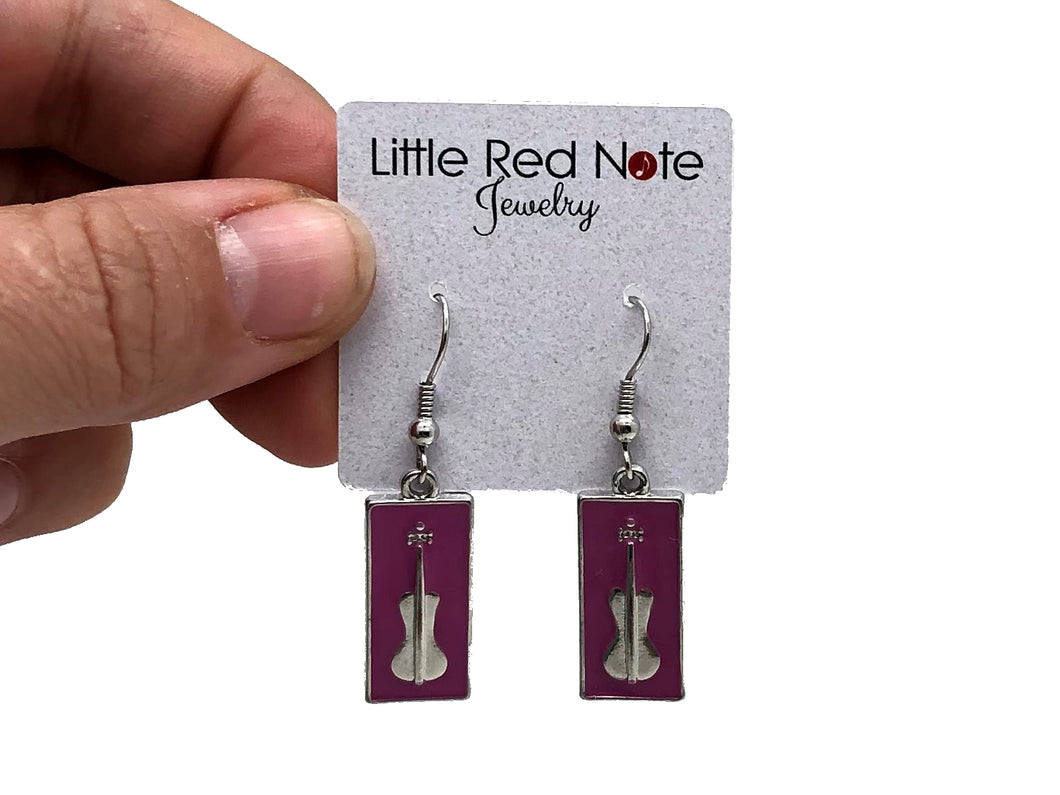 Fish hook Lavender Violin Earrings