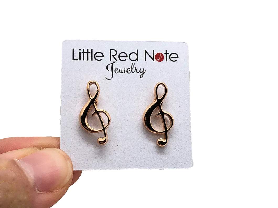 Stud  Earrings Treble Clef - Gold