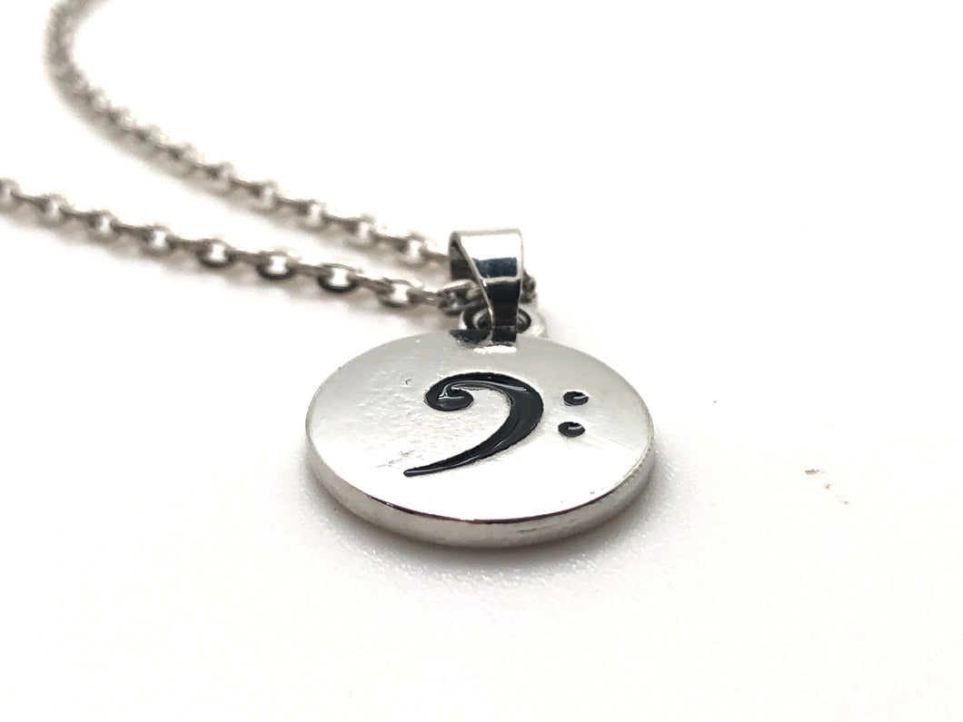 Bass Clef Circle Pendant Necklace