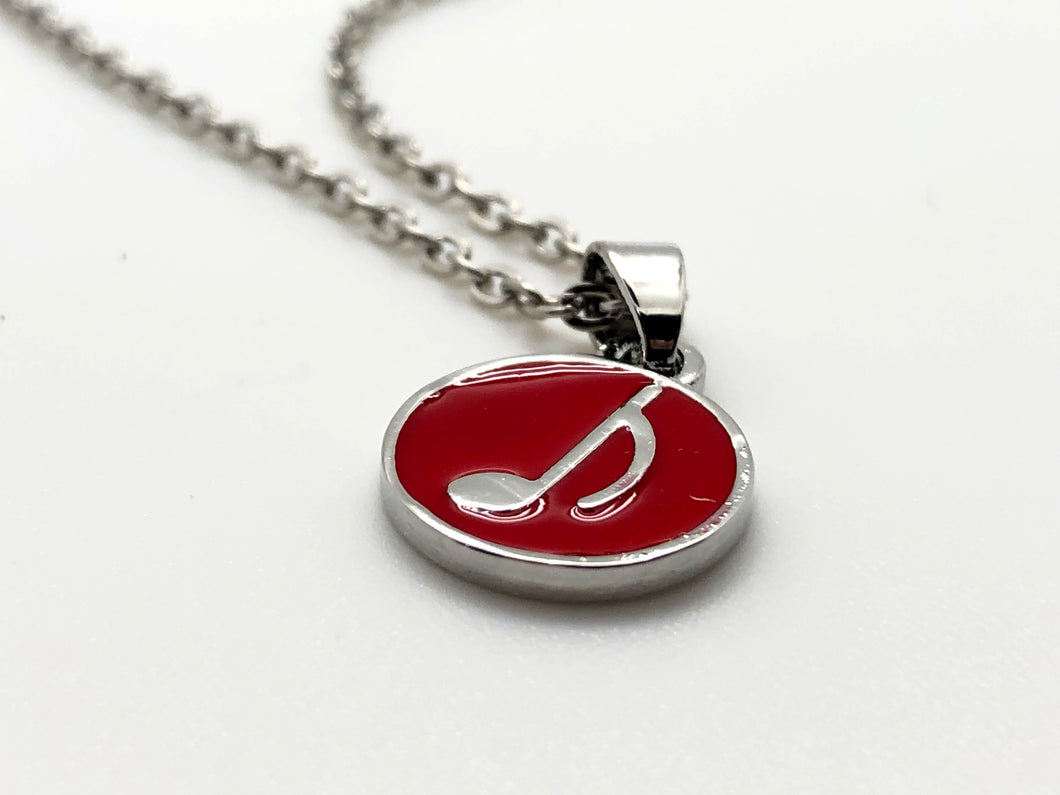 Eighth Note Red Circle Necklace