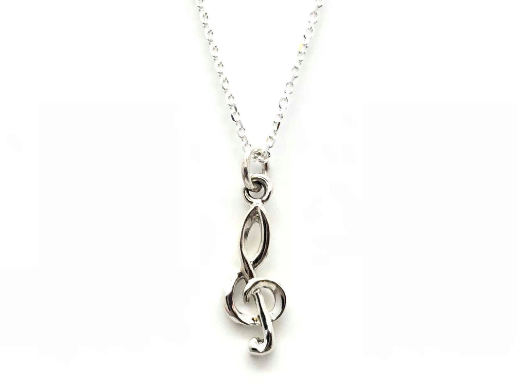 925 Sterling Silver Treble Clef Necklace