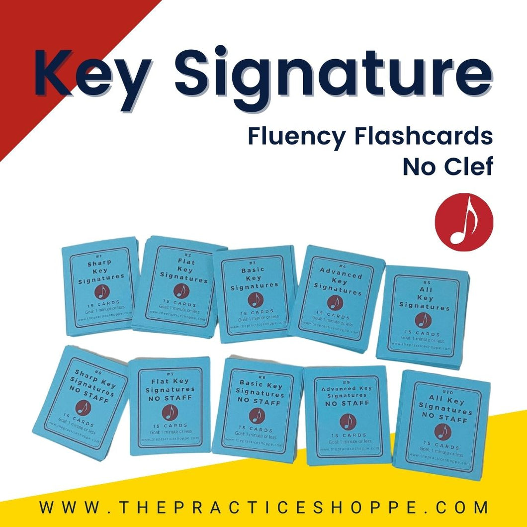 Key Signature Fluency Flashcards (No Clef) - 5 Sets of Flashcards (Digital Download)