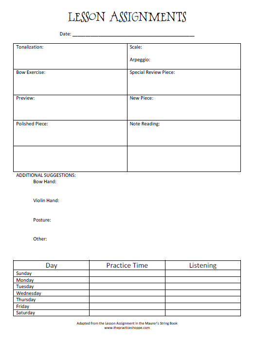 Lesson Assignments (Digital Download) – The Practice Shoppe