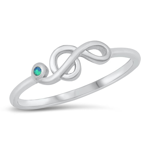 925 Sterling Silver Treble Clef Blue Lab Opal Sideways Ring