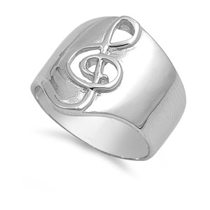 925 Sterling Thick Treble Clef Ring