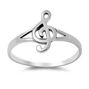 925 Sterling Silver Treble Clef Ring