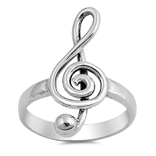 925 Sterling Treble Clef Swirl Ring
