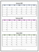 Load image into Gallery viewer, 2021 Three Months per Page Calendar (Digital Download)
