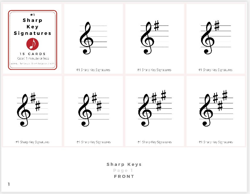 Key Signature Fluency Flashcards (Treble Clef) - 10 Sets of Flashcards – The Practice Shoppe for Free Printable Key Signature Worksheets