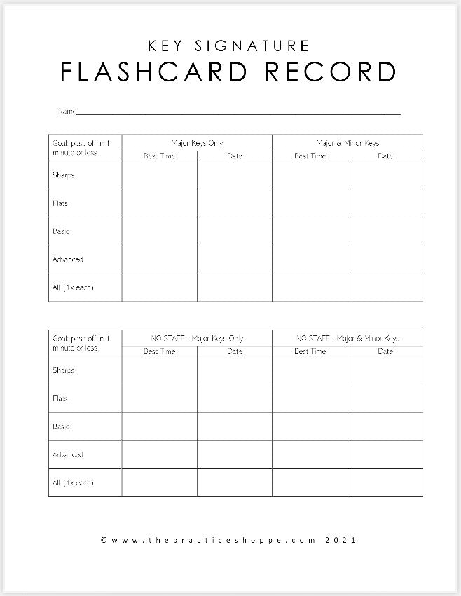 Key Signature Fluency Flashcards (Bass Clef) - 10 Sets of Flashcards ...