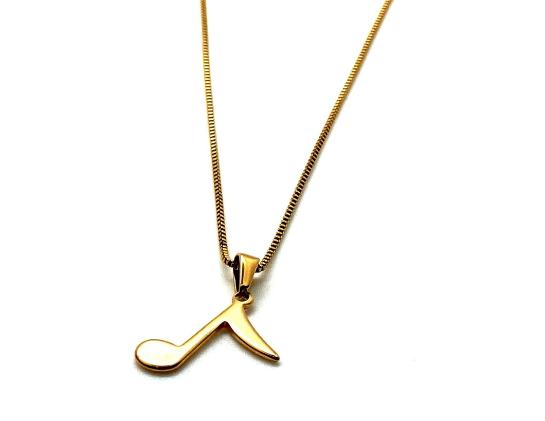 Stainless Steel Eighth Note Pendant Necklace - Gold