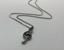 Load image into Gallery viewer, Stainless Steel Rhinestone Treble Clef Pendant Necklace
