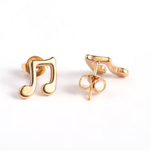 Load image into Gallery viewer, Stainless Steel Post Earrings Eighth Notes Beamed - Gold
