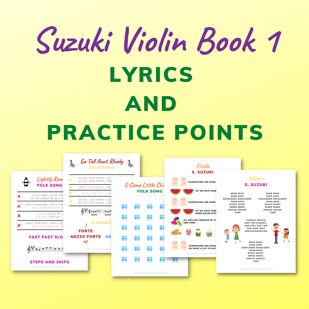 Suzuki Violin Book 1 Lyrics and Previews (Digital Download)