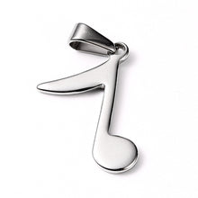 Load image into Gallery viewer, Stainless Steel Eighth Note Pendant Necklace - Silver
