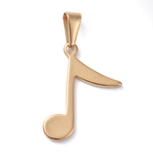 Load image into Gallery viewer, Stainless Steel Eighth Note Pendant Necklace - Gold
