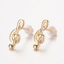 Load image into Gallery viewer, Stud Earrings Treble Clef- Gold
