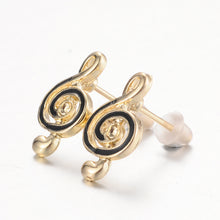 Load image into Gallery viewer, Stud Earrings Treble Clef- Gold and Black
